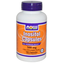 Load image into Gallery viewer, Now Foods Inositol Capsules 500mg 100 Capsules - Dietary Supplement
