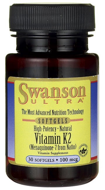Swanson Ultra High Potency Natural Vitamin K-2 (Menaquinone-7 from Natto) 100mg 30 Softgels