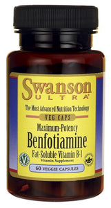 Swanson Ultra Maximum-Potency Benfotiamine (Fat-Soluble Vitamin B-1) 300mg 60 Veg Caps