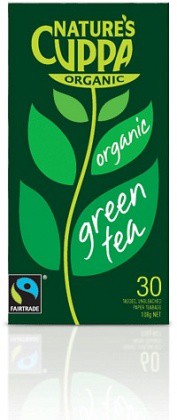 Nature's Cuppa, Green Tea, Certified Organic, 30 Tea Bags, 54 g