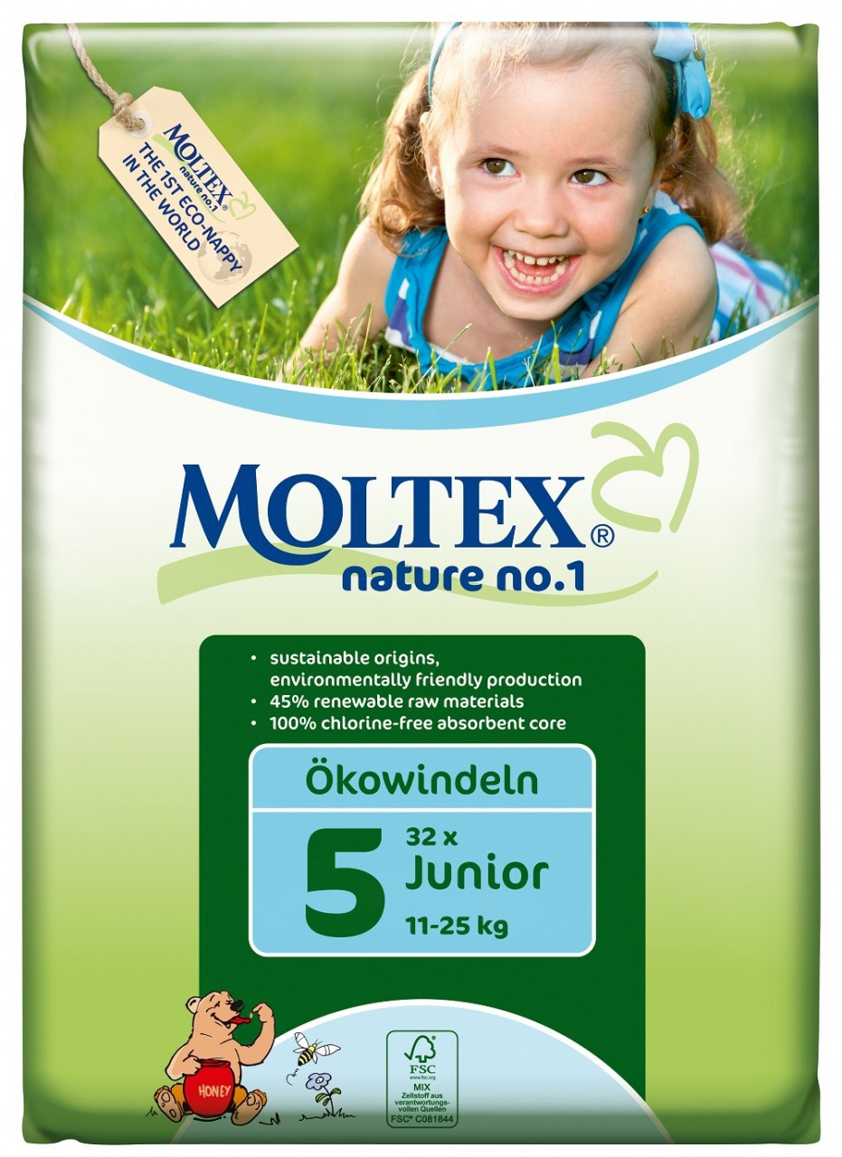 Moltex Nature no.1, Junior Nappies, 3-25 Kg, Single Pack, 32 Nappies