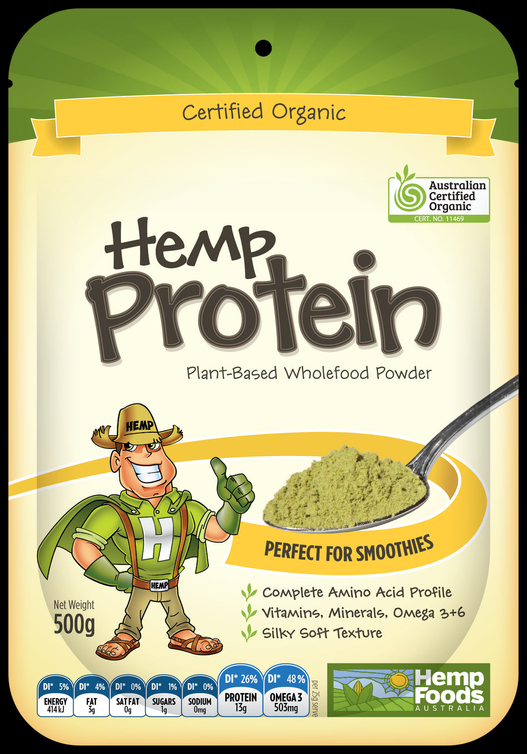 Hemp Foods Australia Hemp Protein Powder Certified Organic 500g