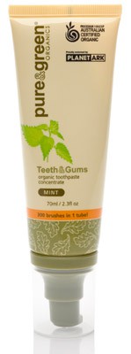 Pure & Green, Teeth & Gums, Toothpaste, Australian Certified Organic, Concentrate, Mint, 70 ml