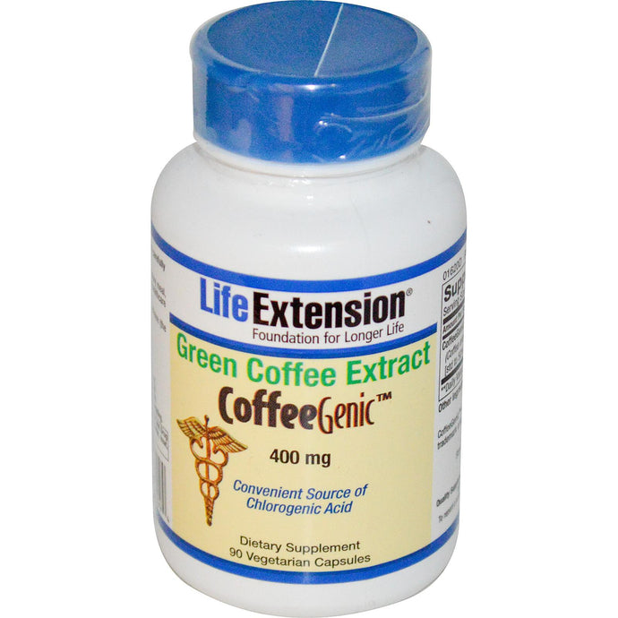 Life Extension, CoffeeGenic, Green Coffee Extract, 400 mg, 90 Veggie Capsules