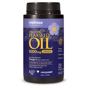 Melrose, Flaxseed Oil, Certified Organic, 1000 mg, 250 Vcaps
