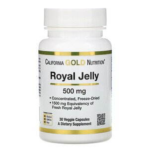 California Gold Nutrition Royal Jelly Concentrated & Freeze Dried 500mg 30 Veggie Caps
