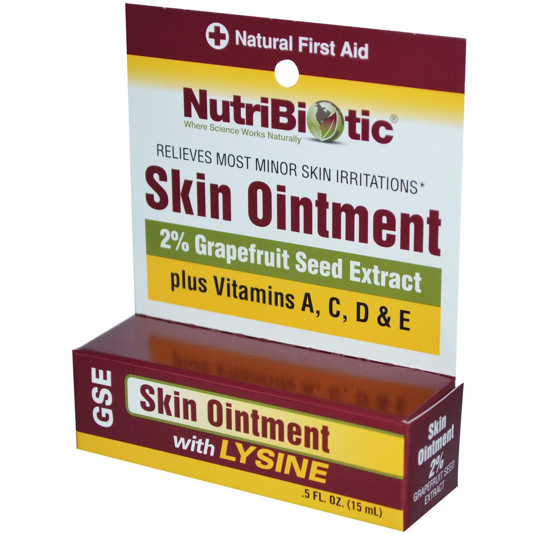 Nutribiotic, Skin Ointment, 2 % Grapefruit Seed Extract, with Lysine, 15 ml , 0.5 fl oz