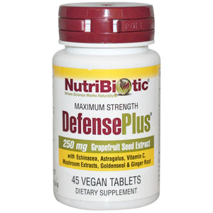 Nutribiotic, DefencePlus, Maximum Strength, 250 mg, 45 Vegan Tablets