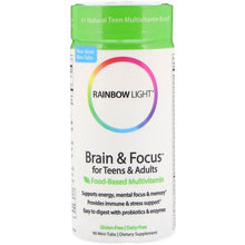 Load image into Gallery viewer, Rainbow Light Brain &amp; Focus for Teens &amp; Adults Food-Based Multivitamin 90 Mini-Tabs