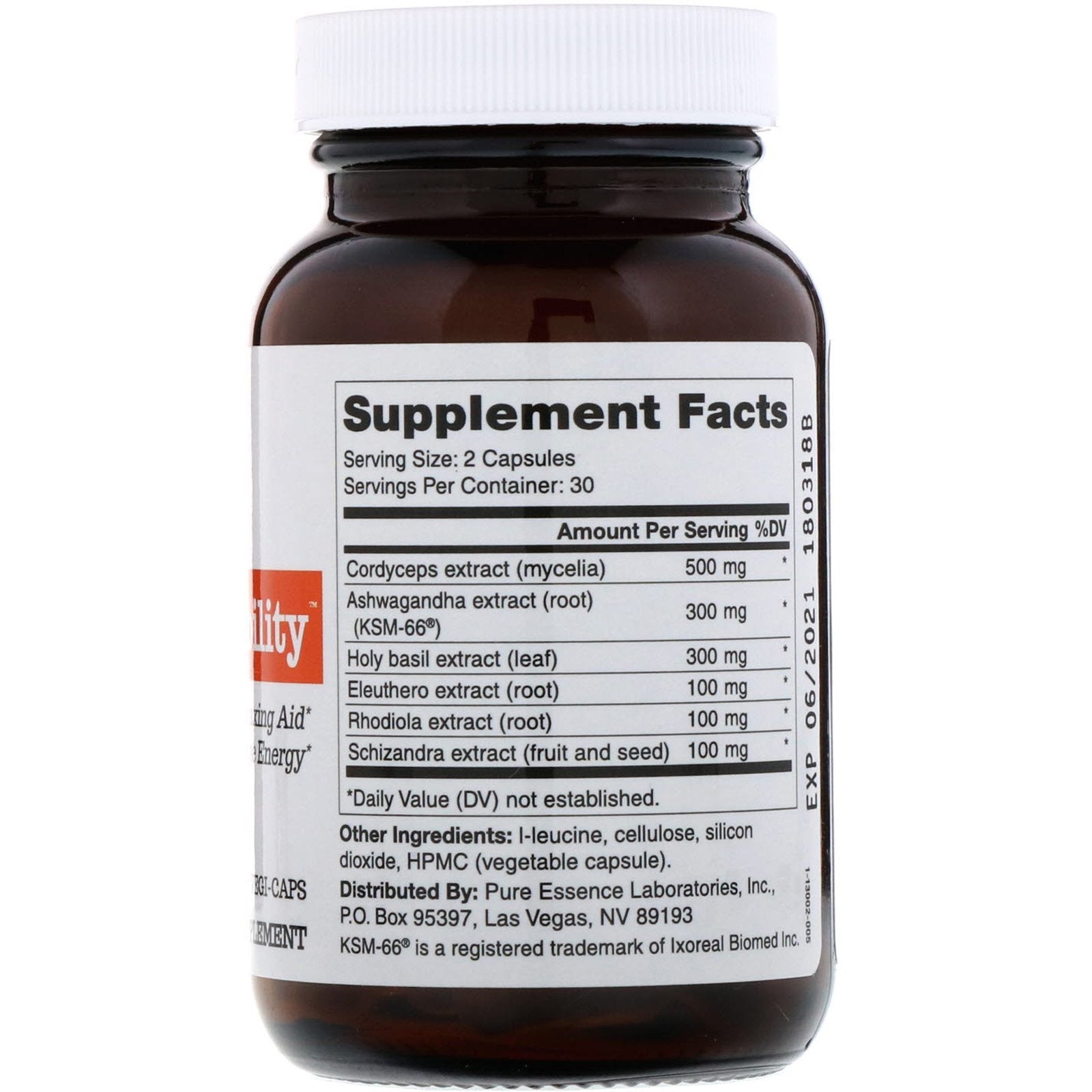 Pure Essence AdrenalStability  60 Vegi-Caps