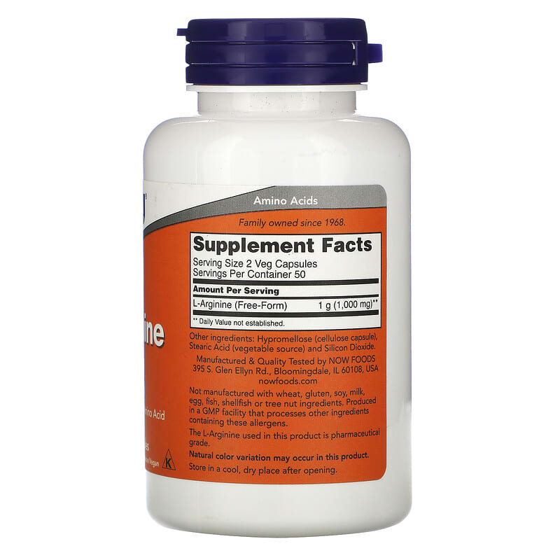 NOW Foods, L-Arginine, 500 mg, 100 Veg Capsules
