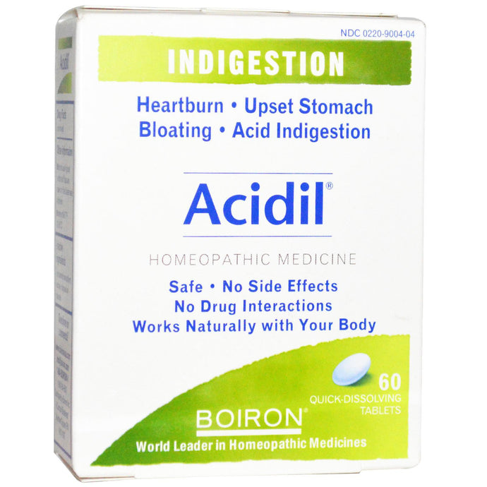 Boiron, Acidil, Acid Indigestion, Unflavored, 60 Meltaway Tablets