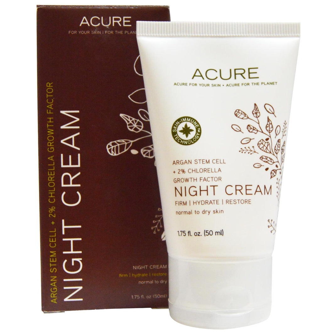 Acure Organics, Night Cream, Argan Stem Cell + 2 % Chlorella Growth Factor, 50 ml, 1.75 fl oz
