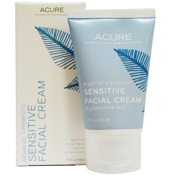 Acure Organics, Sensetive Facial Cream, Argan Oil + Probiotic, Unscented, 50 ml