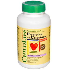 ChildLife Probiotics With Colostrum Mixed Berry Flavour 90 Chewable Tablets