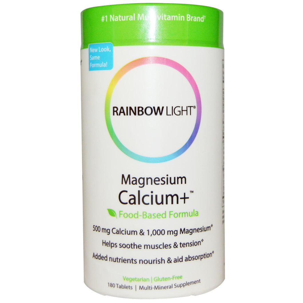 Rainbow Light, Magnesium Calcium + Food Based Formula, 180 Tablets