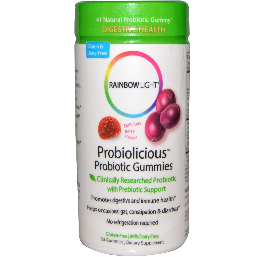 Rainbow Light, Probiolicious, Probiotic Gummies, Delicious Berry Flavour, 50 Gummies