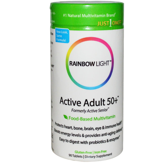 Rainbow Light Just Once Active Adult 50 + Food-Based Multivitamin 90 Tablets