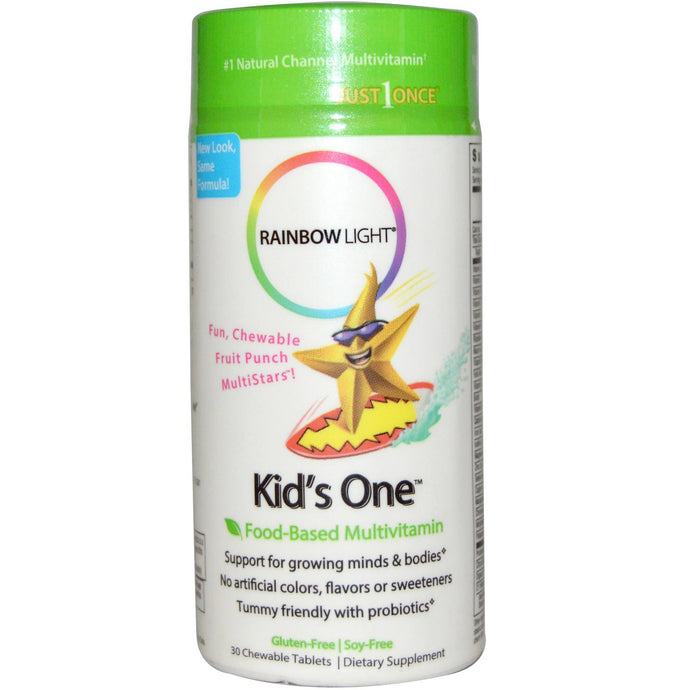 Rainbow LIght, Kid's One MultiStars, Food-Based Multivitamin, Fruit Punch, 30 Chewable Tablets