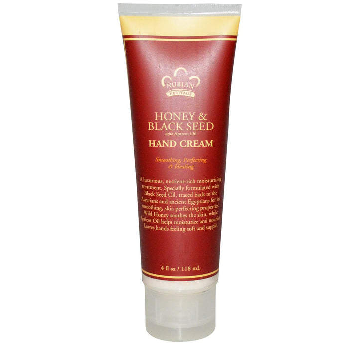 Nubian Heritage, Hand Cream, Honey & Black Seed, with Apricot, 118 ml