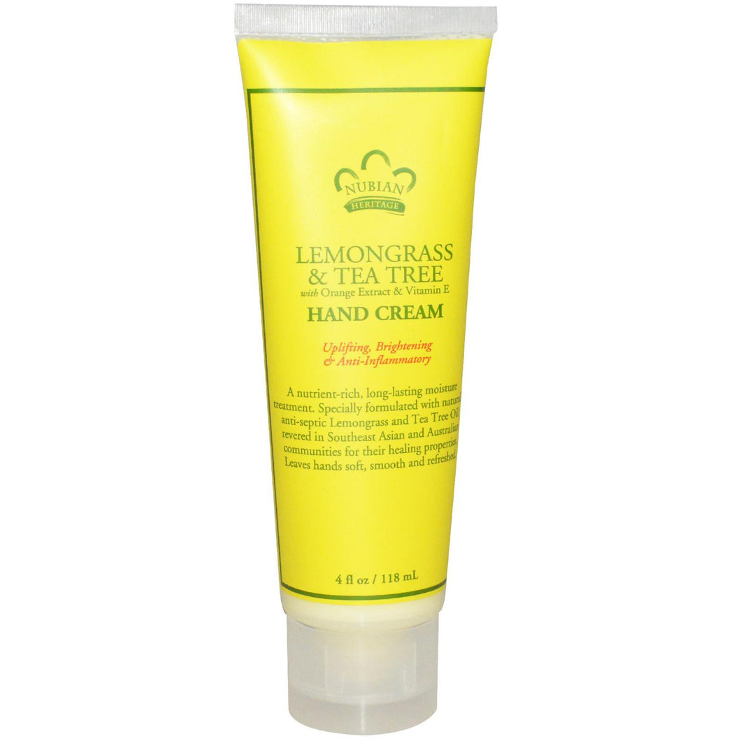 Nubian Heritage, Hand Cream, Lemongrass & Tea Tree, 118 ml