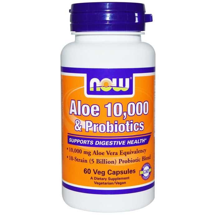 Now Foods Aloe 10,000 & Probiotics 60 Veggie Capsules