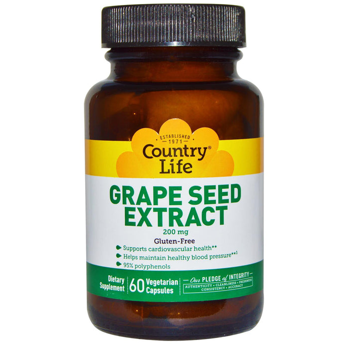 Country Life Gluten Free Grape Seed Extract 200mg 60 Veggie Capsules