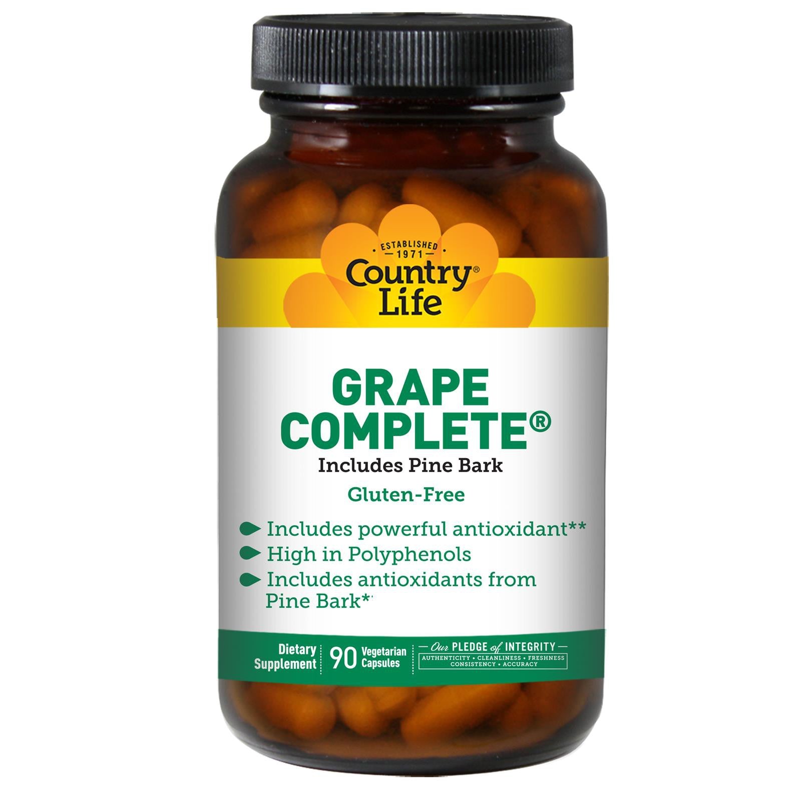 Country Life Gluten Free Grape Complete Includes Pine Bark 90 Veggie Capsules