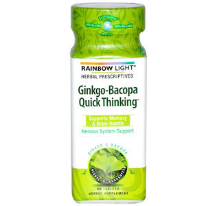 Rainbow Light, Herbal Prescriptives, Ginkgo-Bacopa, Quick Thinking, 60 Tablets
