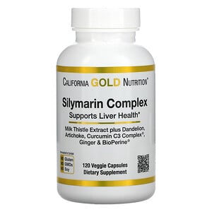 California Gold Nutrition, Silymarin Complex, Milk Thistle Extract Plus Dandelion, Artichoke, Curcumin C3 Complex, Ginger, and BioPerine, 360 Veggie Capsules