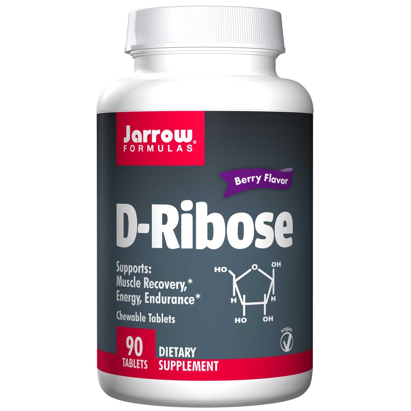 Jarrow Formulas D-Ribose Berry Flavor Chewable 90 Tablets