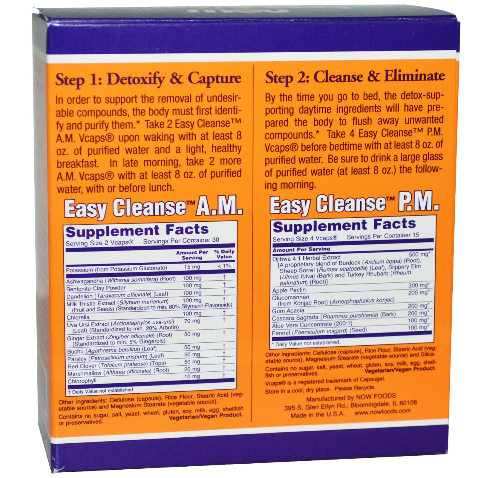 Now Foods, Easy Cleanse, 2 Bottles, 60 Vcaps Each