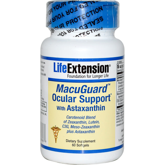 Life Extension MacuGuard Ocular Support with Astaxanthin 60 Softgels