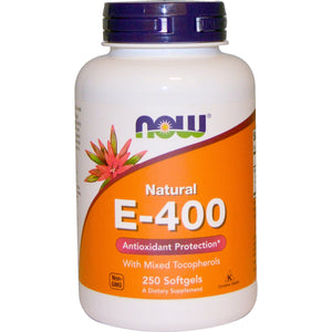 Now Foods Natural E-400 With Mixed Tocopherols 250 Softgels