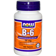 Load image into Gallery viewer, Now Foods B-6 50mg 100 Tablets