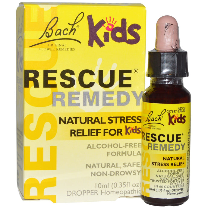 Bach Original Flower Remedies Rescue Remedy Natural Stress Relief for Kids Alcohol-Free Formula 0.35 fl oz (10ml) Dropper