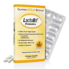 Load image into Gallery viewer, California Gold Nutrition LactoBif Probiotics 5 Billion CFU 10 Veggie Caps