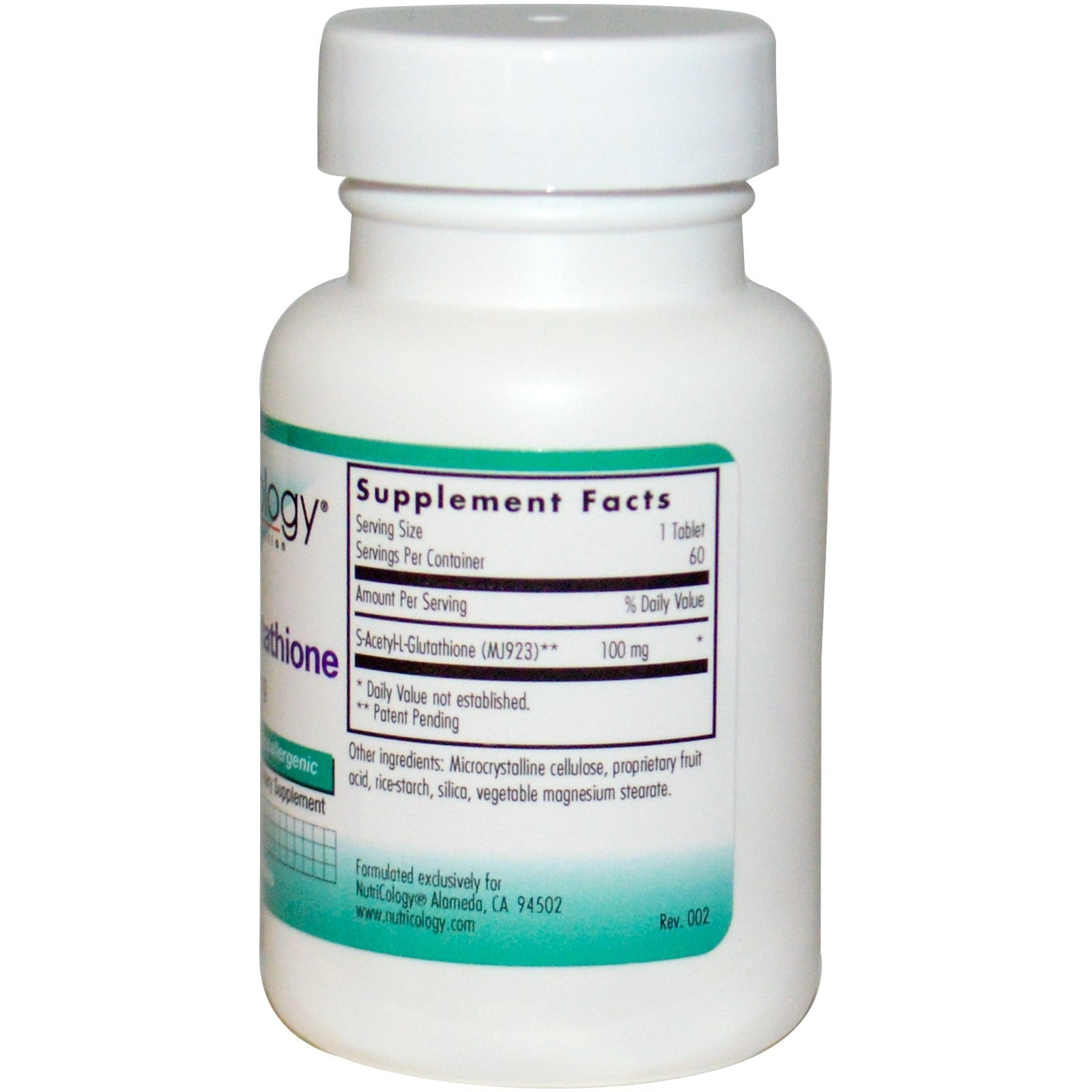 Nutricology Acetyl-Glutathione 100mg 60 Scored Tablets