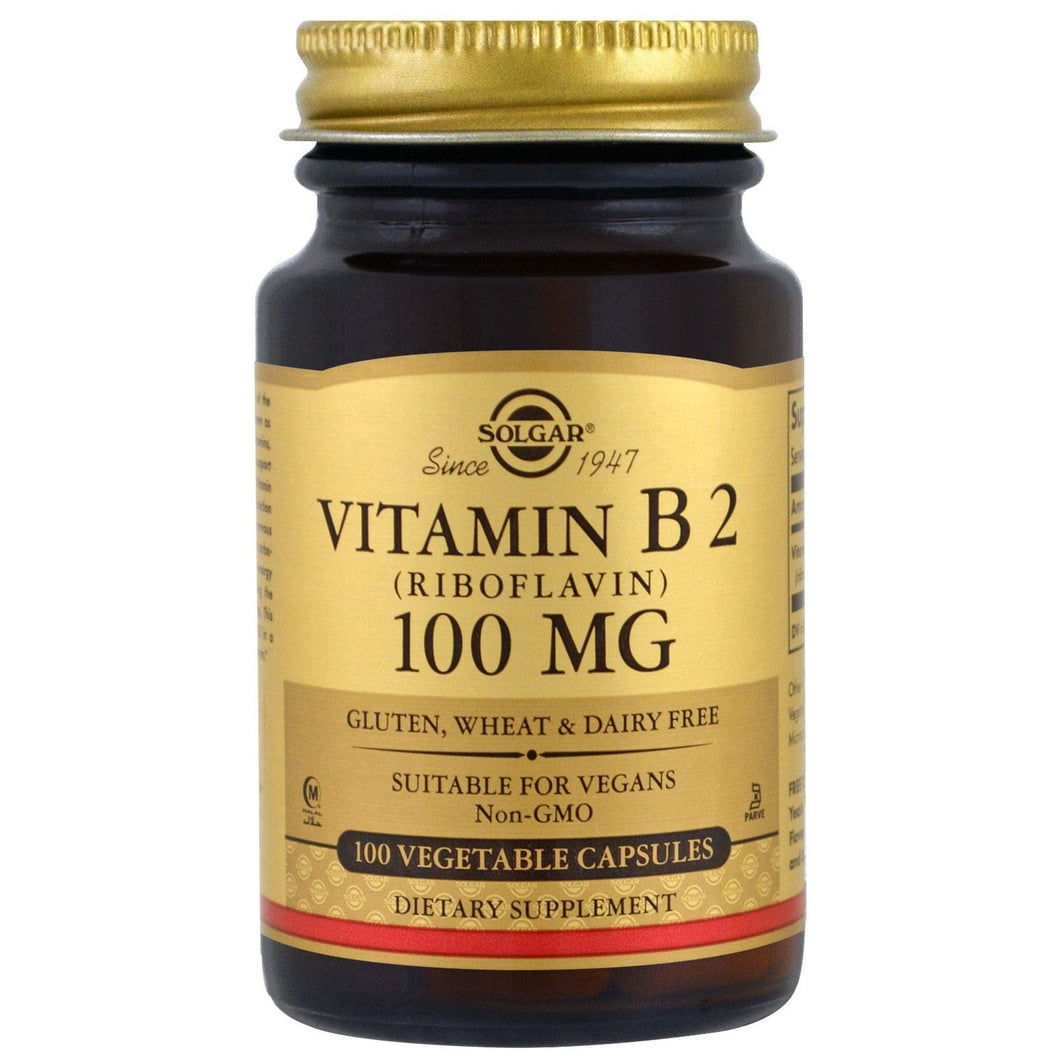 Solgar Vitamin B2 100mg 100 Vegetable Capsules