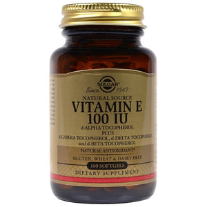 Solgar Natural Vitamin E 100 IU d-Alpha Tocopherol & Mixed Tocopherols 100 Softgels