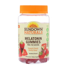 Load image into Gallery viewer, Sundown Naturals Melatonin Gummies Strawberry Flavored 5mg 60 Gummies