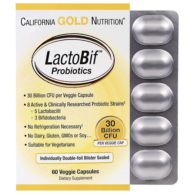 California Gold Nutrition LactoBif Probiotics 30 Billion CFU 60 Veggie Caps