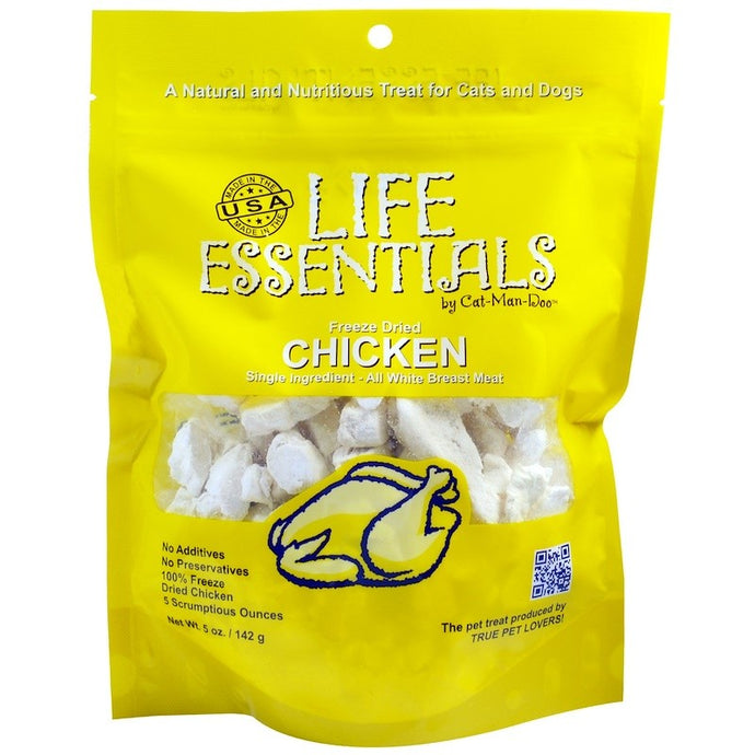 Cat-Man-Doo Life Essentials Freeze Dried Chicken For Cats & Dogs 5 oz (142g)