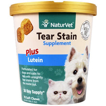 Load image into Gallery viewer, NaturVet Tear Stain for Dogs &amp; Cats Plus Lutein 70 Soft Chews 5.4 oz (154g)