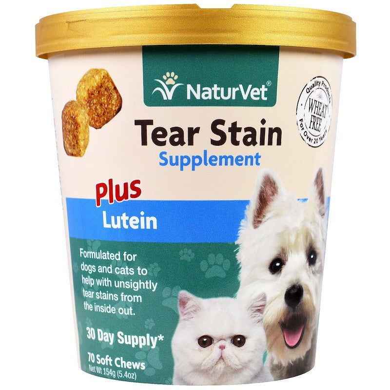 NaturVet Tear Stain for Dogs & Cats Plus Lutein 70 Soft Chews 5.4 oz (154g)