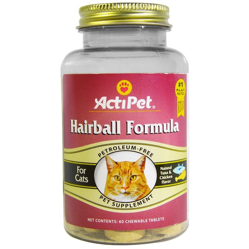 Actipet Hairball Formula For Cats Natural Tuna & Chicken Flavor 60 Chewable Tablets