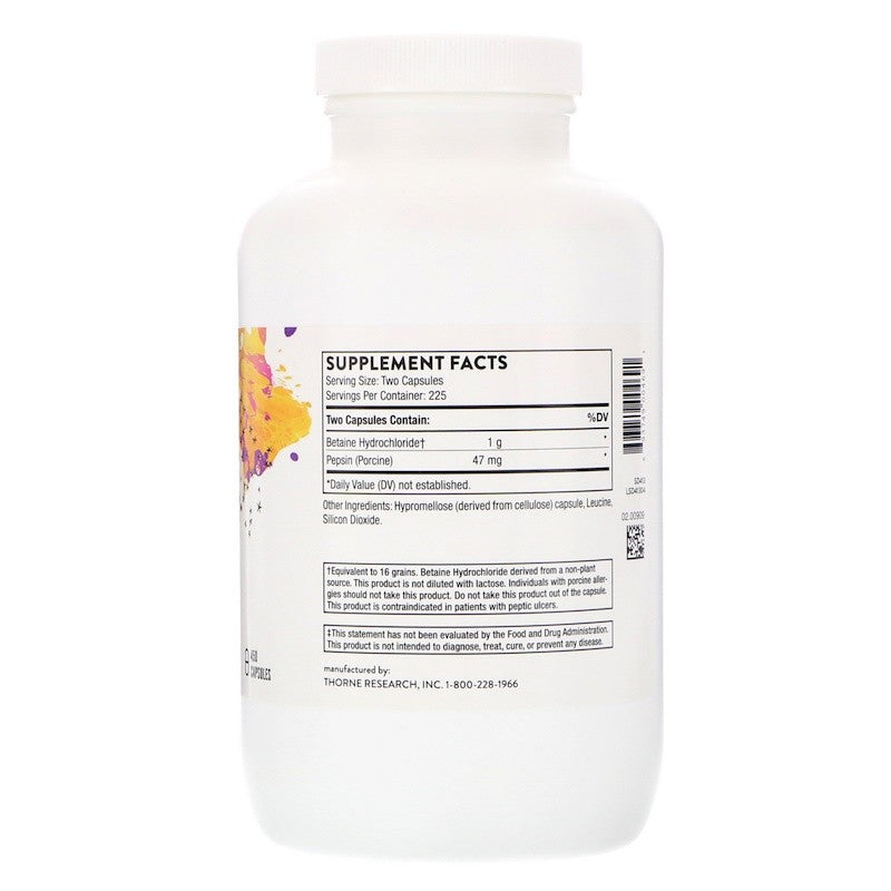 Thorne Research Betaine HCL & Pepsin 450 Capsules