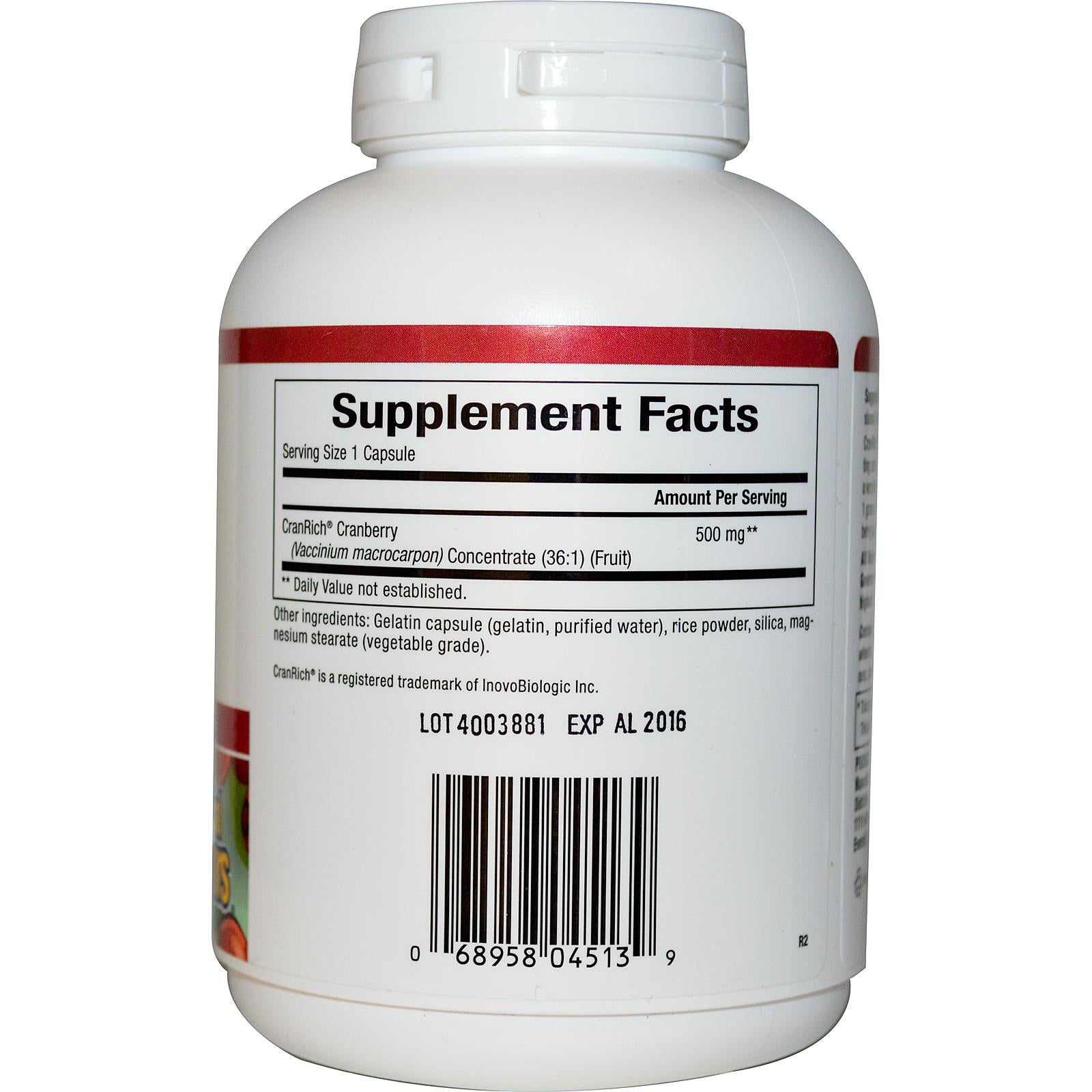 Natural Factors Cranrich, Super Strength, Cranberry Concentrate, 500mg, 180 Capsules