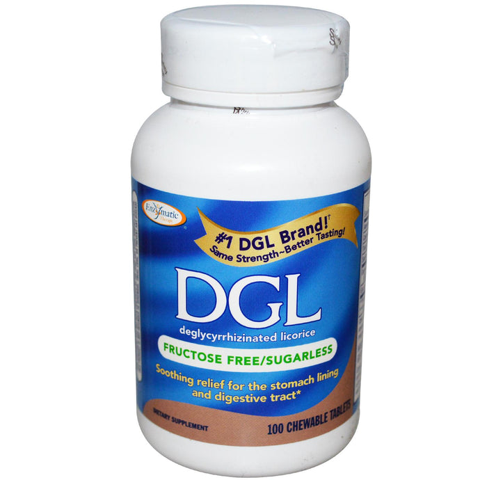 Enzymatic Therapy DGL Deglycyrrhizinated Licorice Fructose Free Sugarless 100 Chewable Tablets