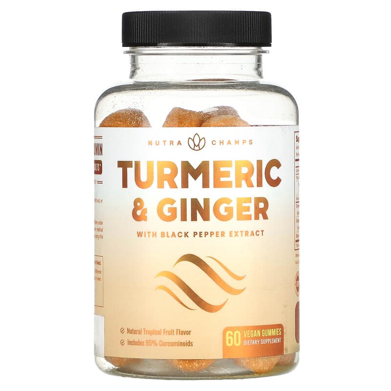 NutraChamps, Turmeric & Ginger with Black Pepper Extract, 60 Vegan Gummies